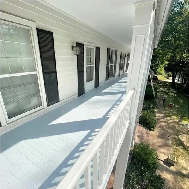 Painted balcony and rail detail on a Nashville home